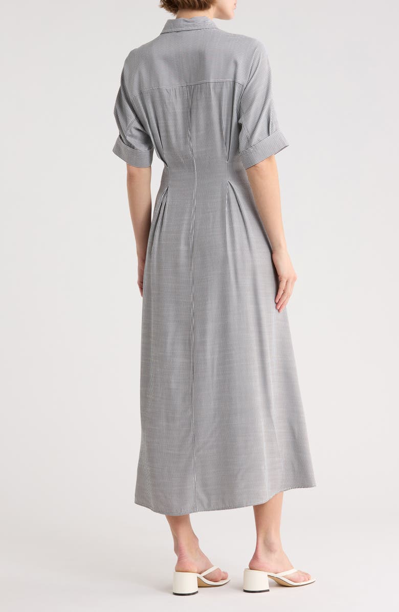 MAX STUDIO Stripe Short Sleeve Maxi Shirtdress, Alternate, color, Black/ Off White Mini Stripe