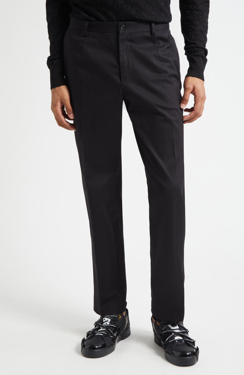 Dolce&Gabbana Cotton Stretch Gabardine Trousers, Main, color, N0000 Nero