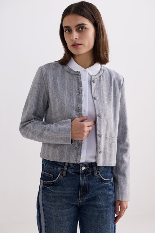 Reistor Lady Jacket In Grey Cotton Tweed In Steel Breeze