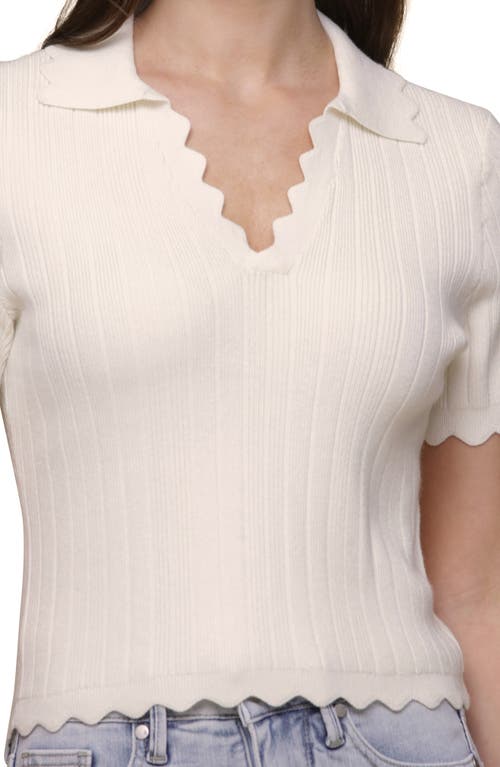 Bagatelle Scalloped Polo Sweater In Multi