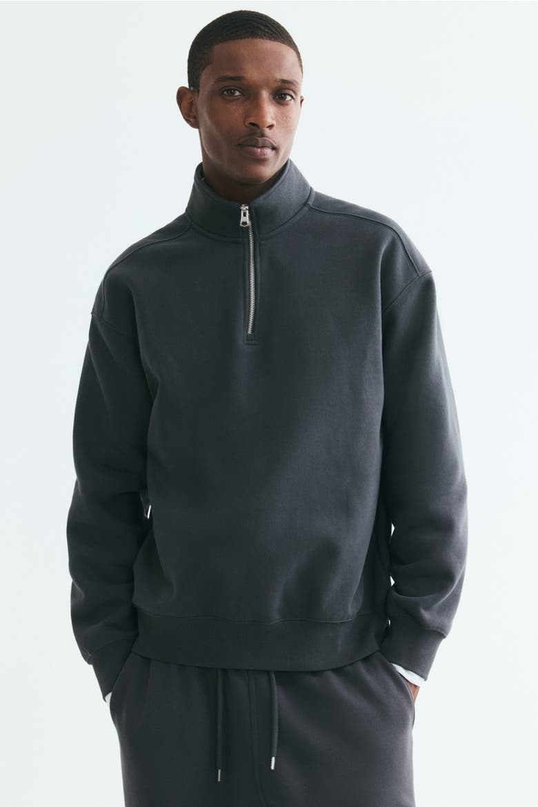 Loose Fit Zip-top Sweatshirt, Alternate, color, Dark gray