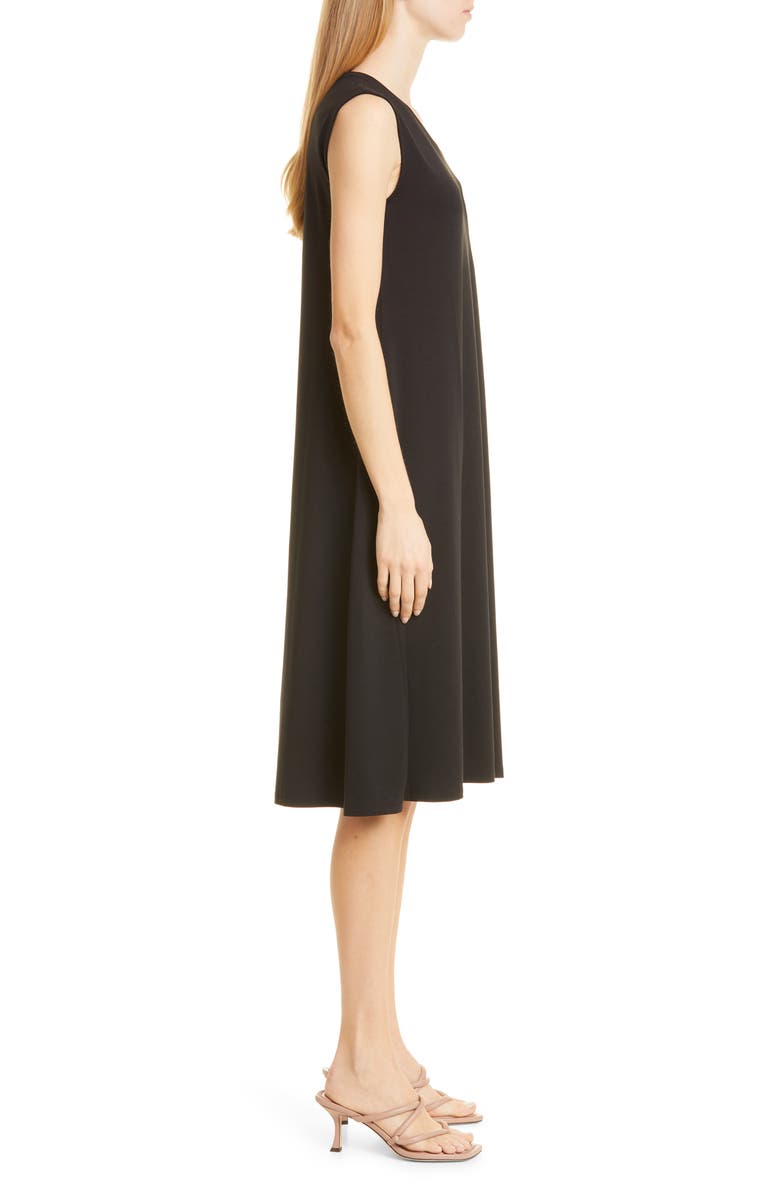 Eileen Fisher V-Neck Stretch Jersey Dress, Alternate, color, Black