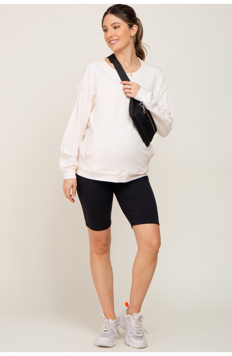 PinkBlush Wide Band Maternity Biker Shorts, Main, color, Black