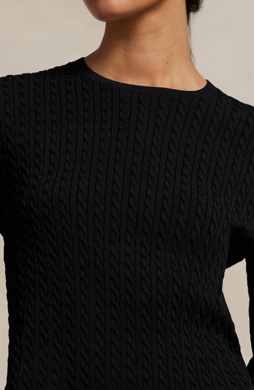 Polo Ralph Lauren Cable Knit Crop Sweater In Black