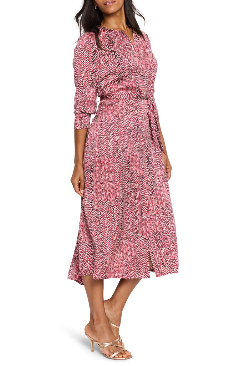 Loren Herringbone Print Shirtdress, Alternate, color, RED MULTI