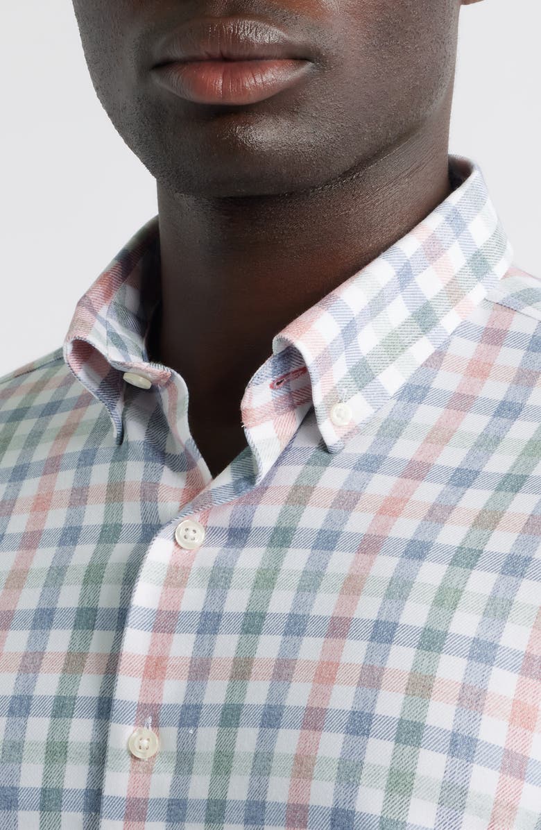 johnnie-O Callum Check Performance Button-Down Shirt, Alternate, color, Navy