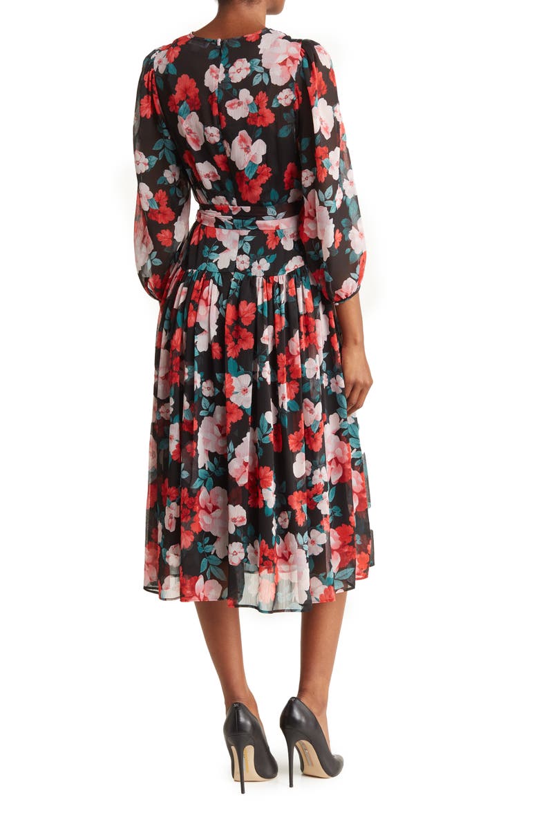 Calvin Klein Floral Faux Wrap Midi Dress, Alternate, color,