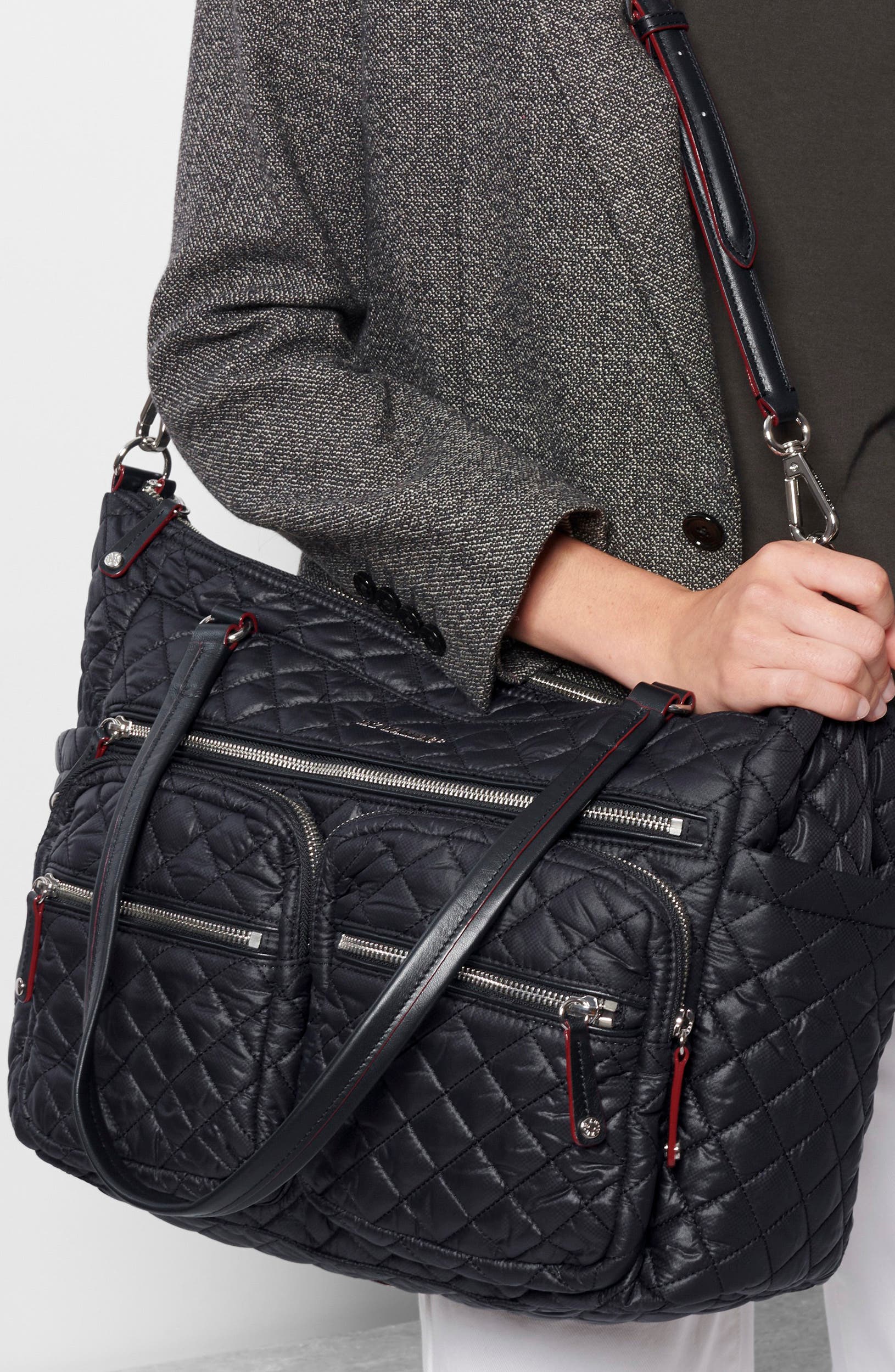Crosby Traveler Nylon Tote, Alternate, color, BLACK