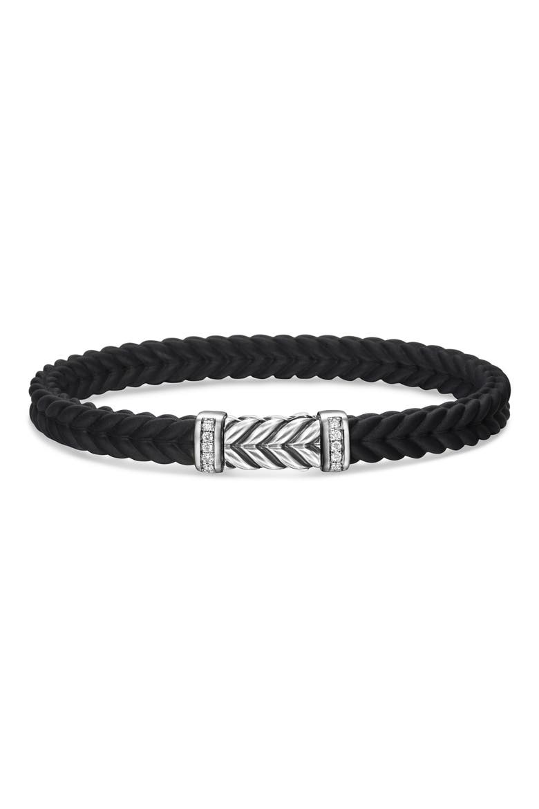 Men's Chevron Station Rubber Bracelet, Main, color, BLACK/DIAMOND