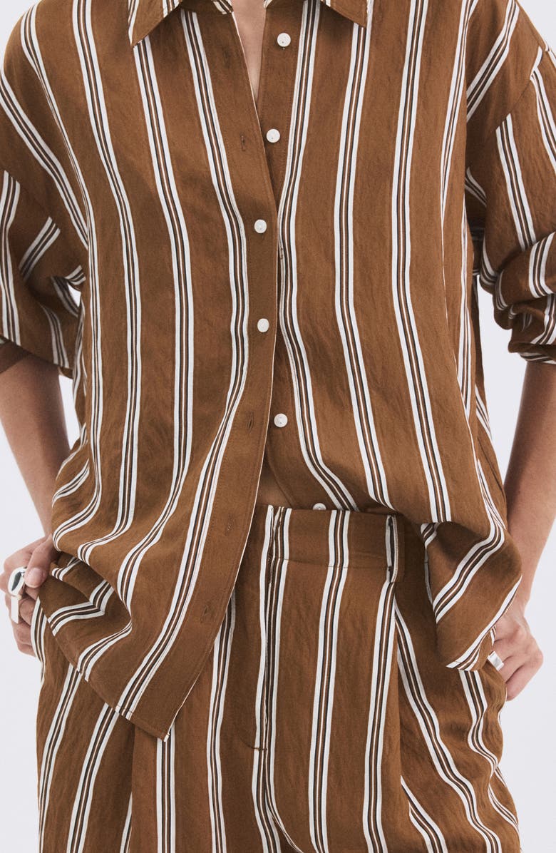 MANGO Stripe Straight Button-Up Shirt, Main, color, 