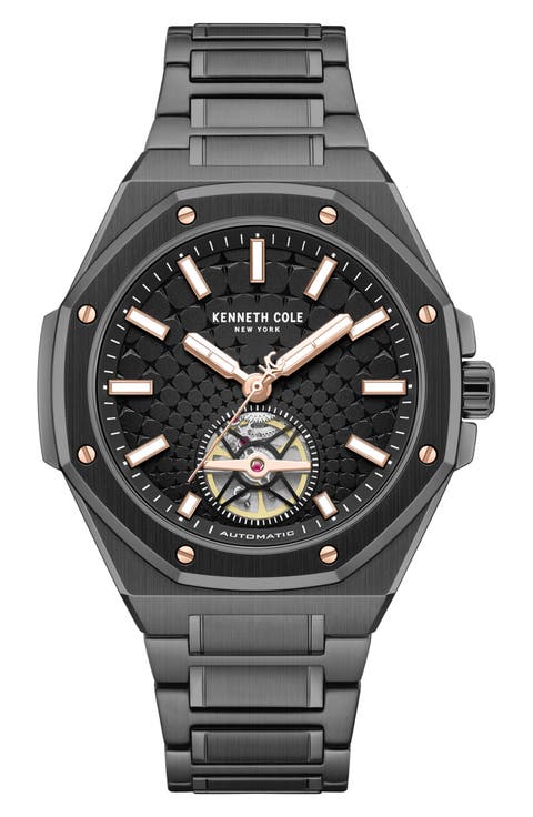 Benson Open Heart Blue Dial Automatic Bracelet Watch, 43mm