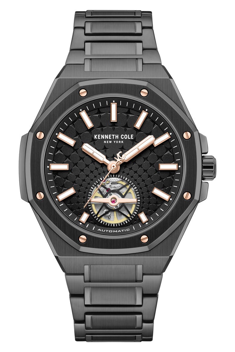 Benson Open Heart Blue Dial Automatic Bracelet Watch, 43mm video