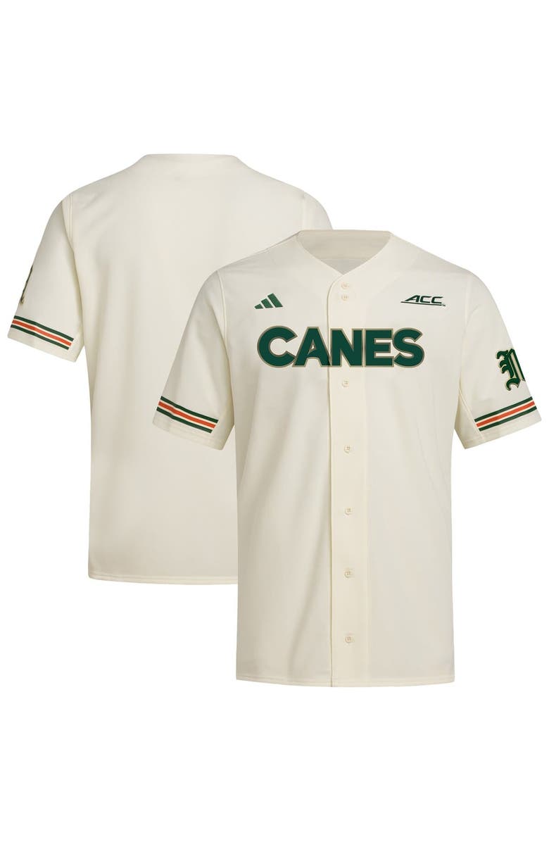 adidas Men's adidas Cream Miami Hurricanes Replica Baseball Jersey, Alternate, color, Cream