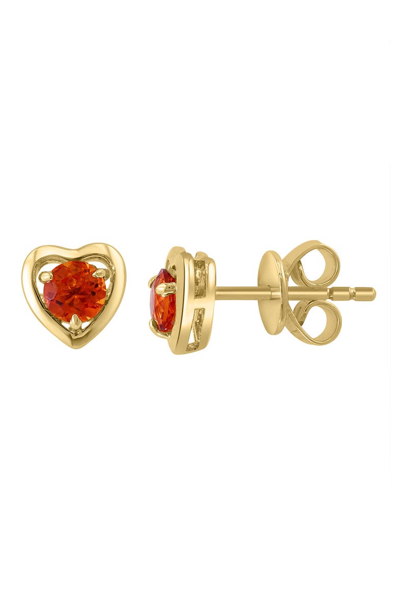 Round Citrine Heart Stud Earrings, Alternate, color, YELLOW