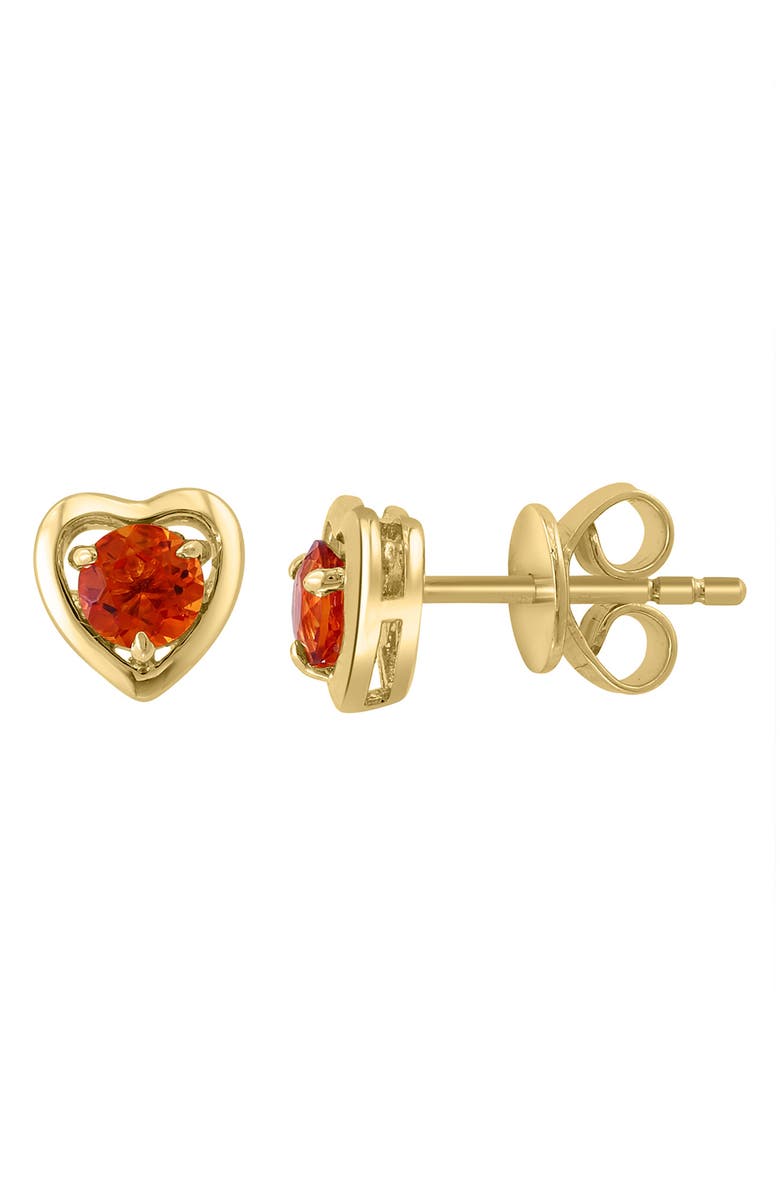 EFFY Round Citrine Heart Stud Earrings, Alternate, color, Yellow