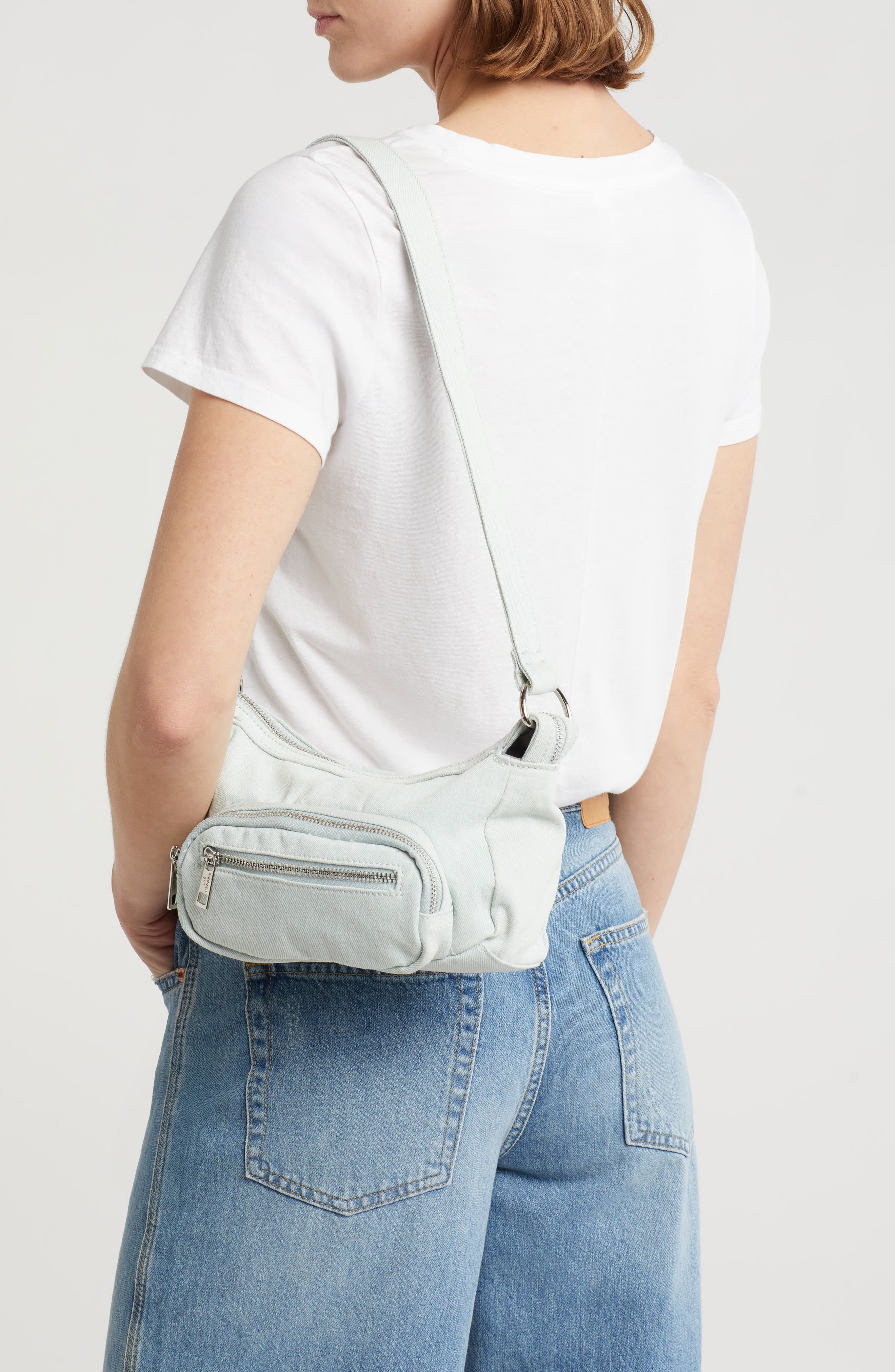 Madden Girl Denim Mini Hobo Bag, Alternate, color, 