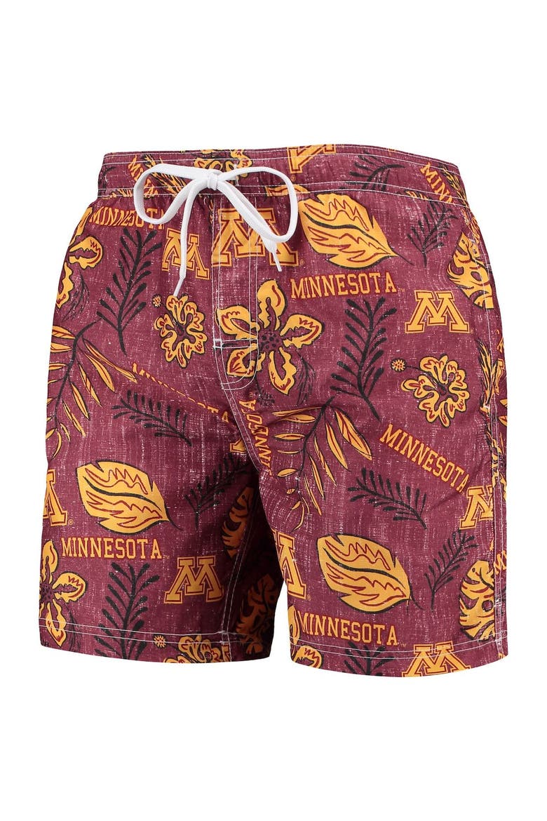 Men's Wes & Willy Maroon Minnesota Golden Gophers Vintage Floral Swim Trunks, Alternate, color, Maroon