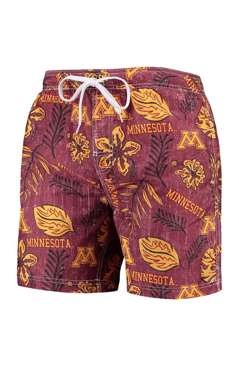 Wes & Willy Men's Wes & Willy Maroon Minnesota Golden Gophers Vintage Floral Swim Trunks, Alternate, color, 