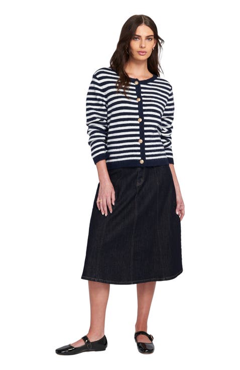 Fuzzy Striped Cardigan Sweater