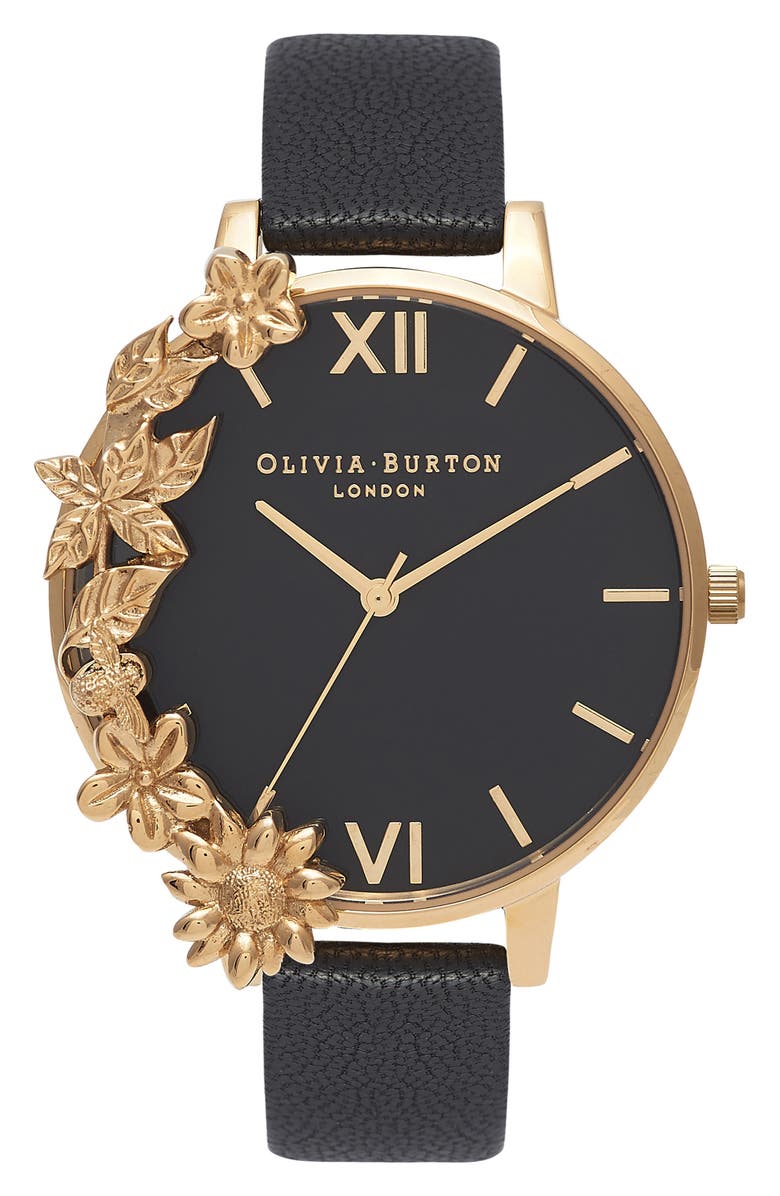 Olivia Burton Case Cuff Leather Strap Watch, 38mm, Main, color, 