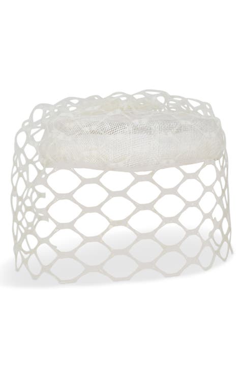 Elodie Hemp Cocktail Hat with Silk Birdcage Veil