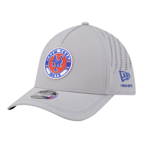 Men's New Era Gray New York Mets Patch 39THIRTY A-Frame M-Crown Perforated Flex Hat