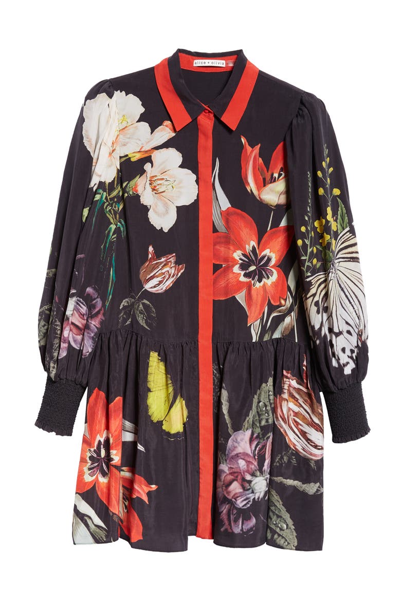 Bertha Floral Print Ruffle Shirtdress, Alternate, color, ESSENTIAL FLORAL