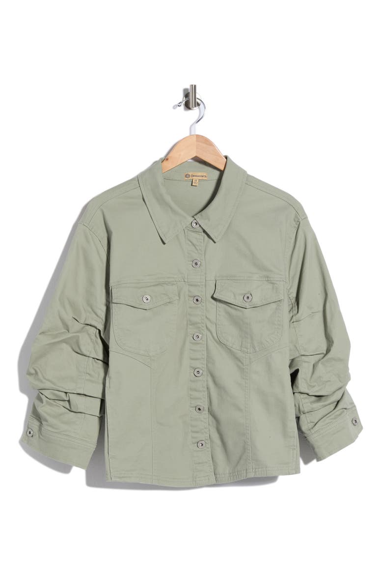 Ruched Sleeve Jacket, Alternate, color, EUCALYPTUS