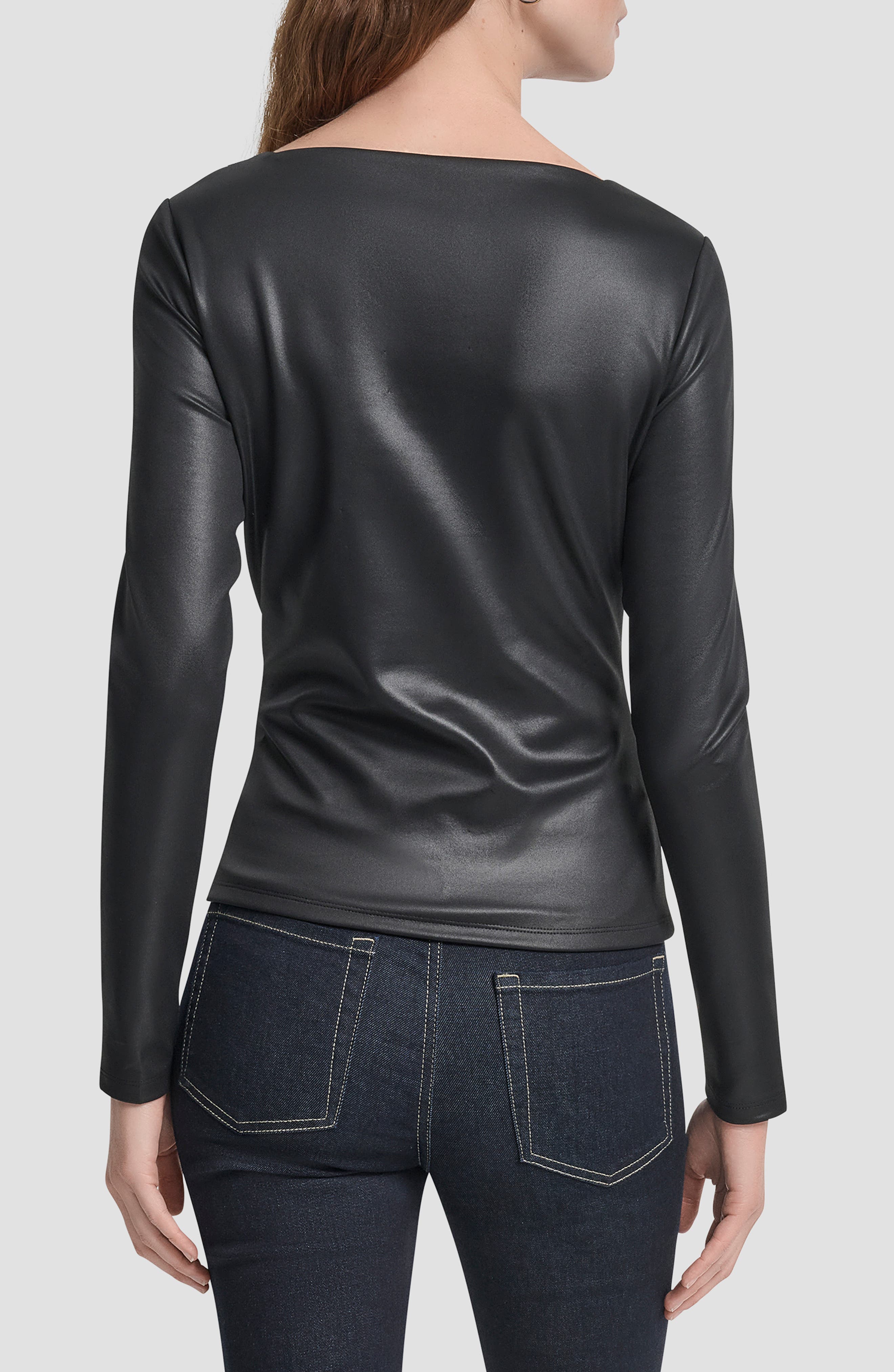 Faux Leather Knit Top - image 2