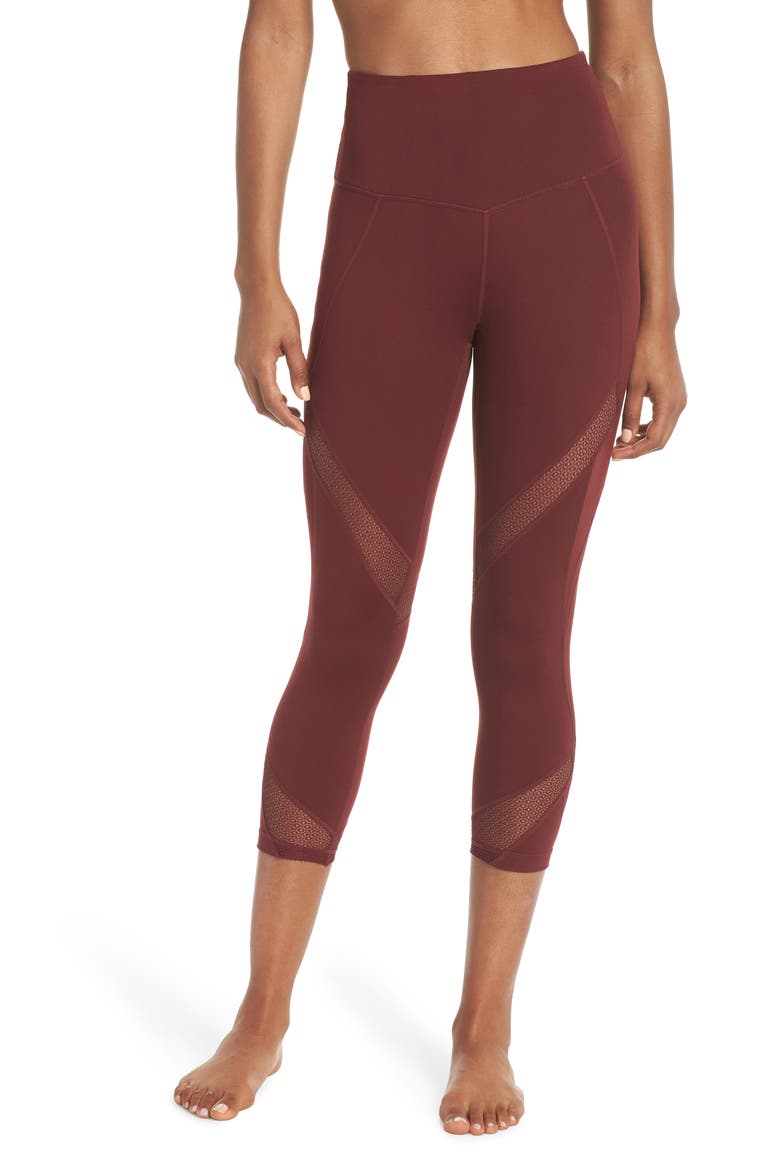 Moroccan High Waist Crop Leggings, Main, color, RED TANNIN