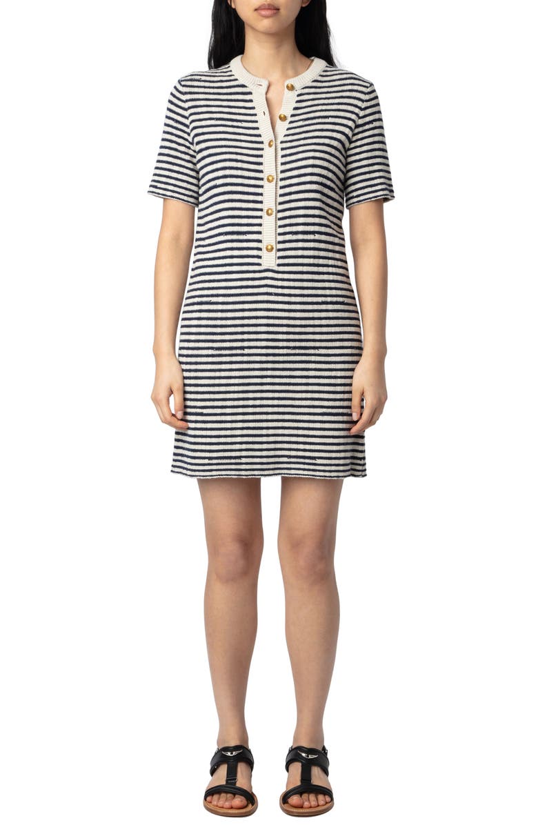 Zadig & Voltaire Stripe Cotton & Linen Blend Dress, Main, color, 