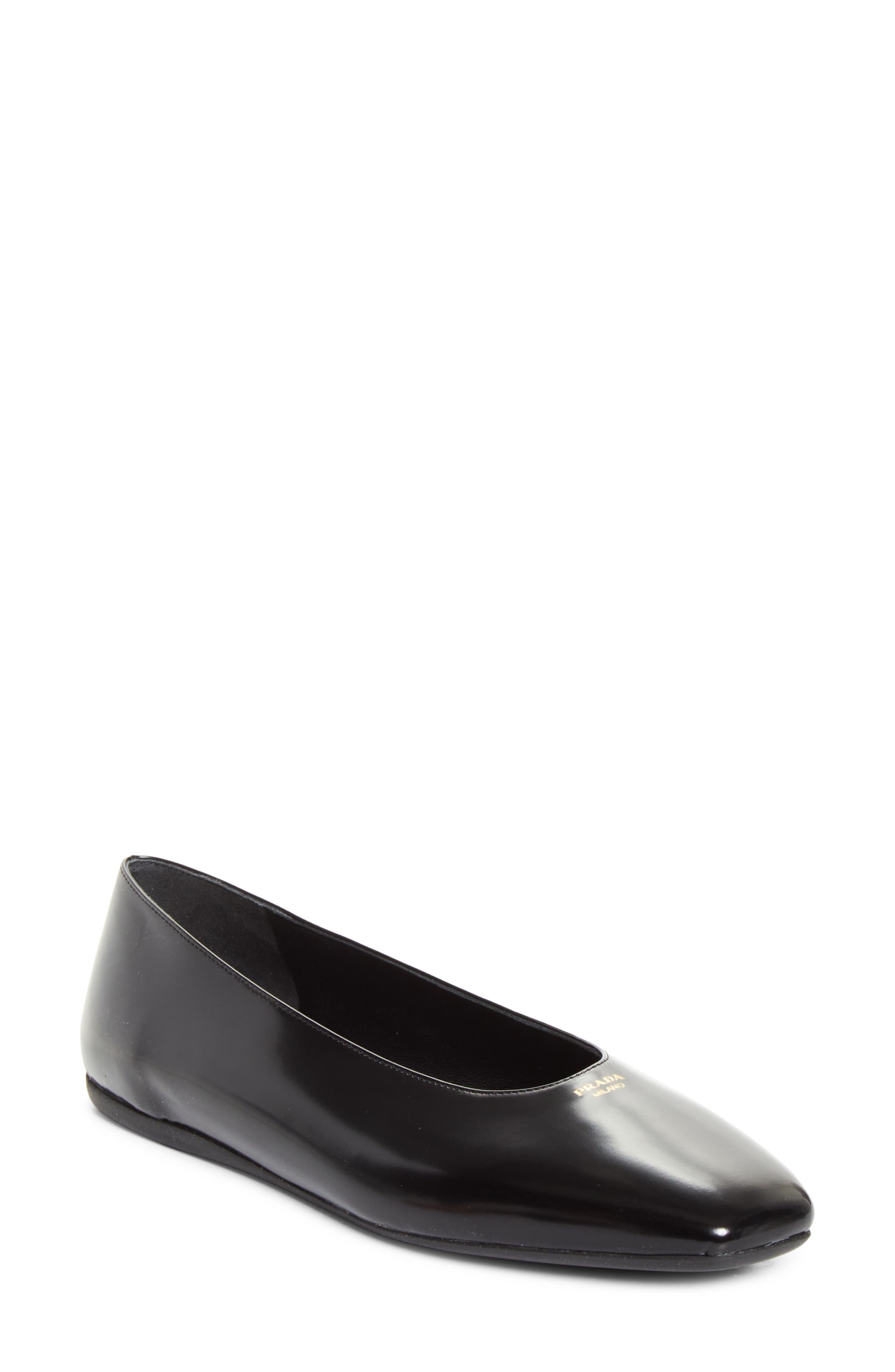 Prada Ballerina Flat, Main, color, Nero