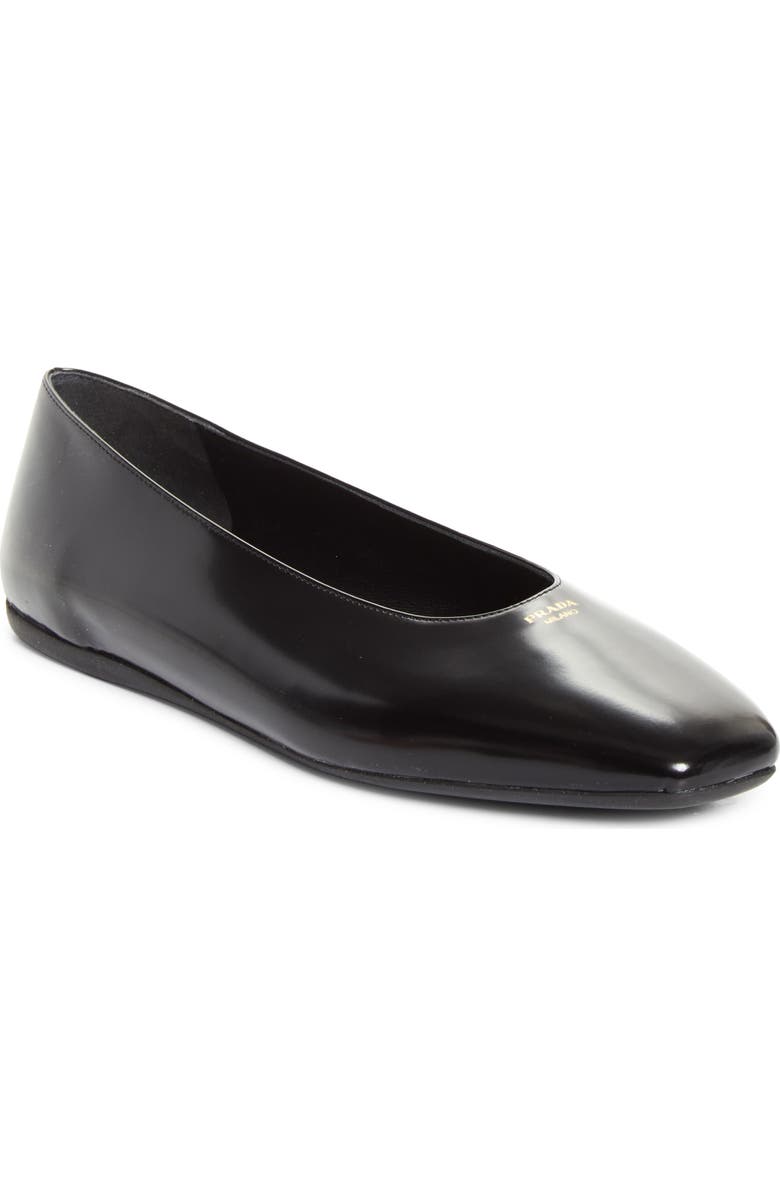 Prada Ballerina Flat, Main, color, Nero