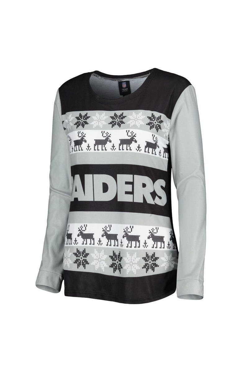 FOCO Women's FOCO Black Las Vegas Raiders Holiday Ugly Pajama Set, Alternate, color,