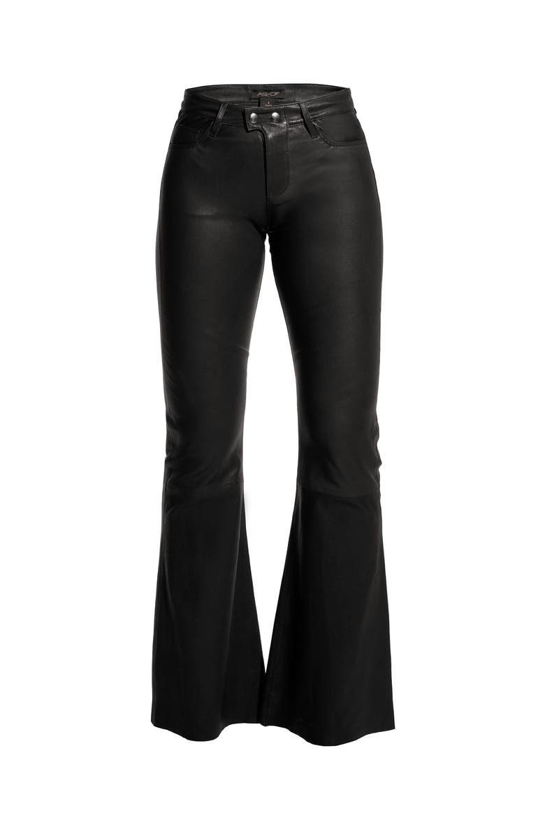 Robbie Stretch Leather Flares, Alternate, color, Black