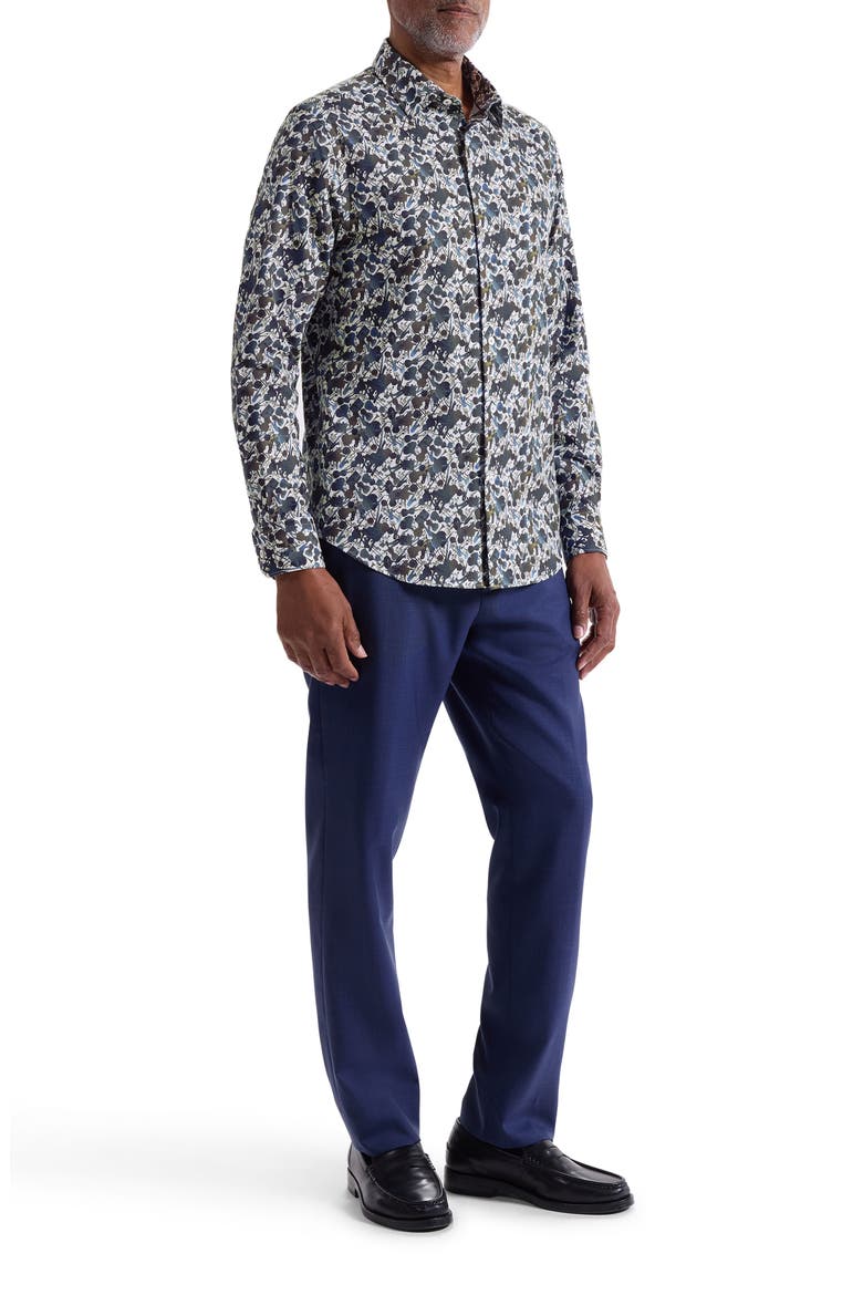 Julian Shaped Fit Orchestra Print Cotton Button-Up Shirt, Alternate, color, TRUFFLE