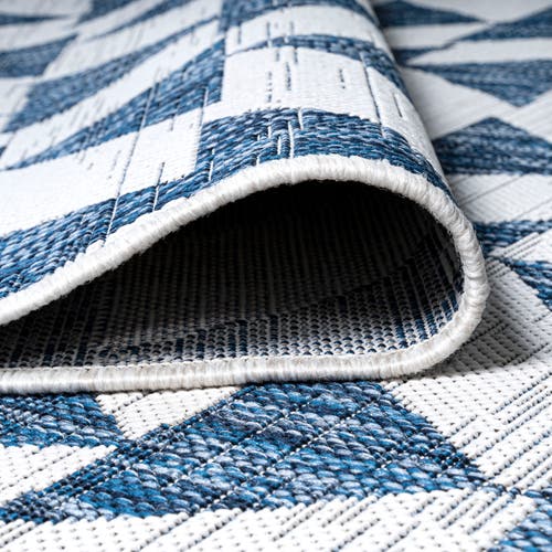 Jonathan Y Andratx Modern Geometric Indoor/outdoor Area Rug In Blue/ivory