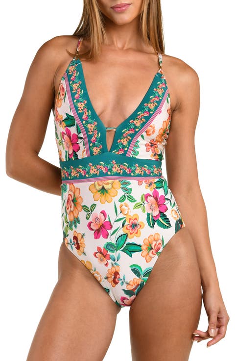 Zen Garden Plunge One-Piece Swimsuit