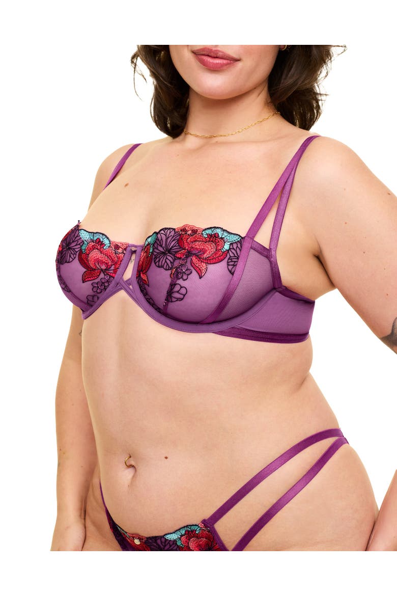 Jayda Unlined Balconette Bra, Alternate, color, Floral purple