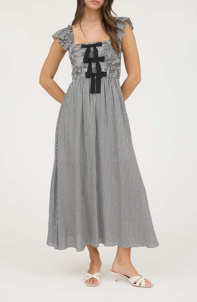 Blu Pepper Bow Trim Midi Dress, Main, color, 