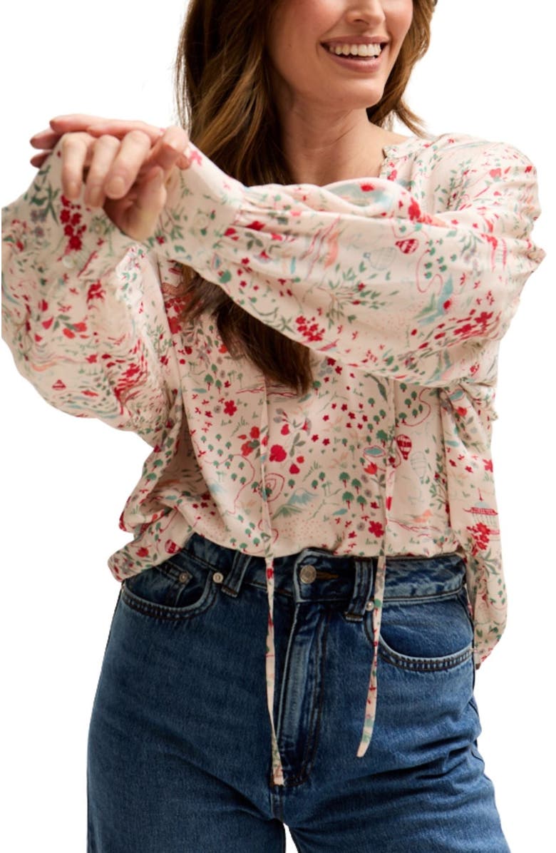 LILY AND LIONEL Rosetti Billowy Sleeves Print Blouse, Alternate, color, Red