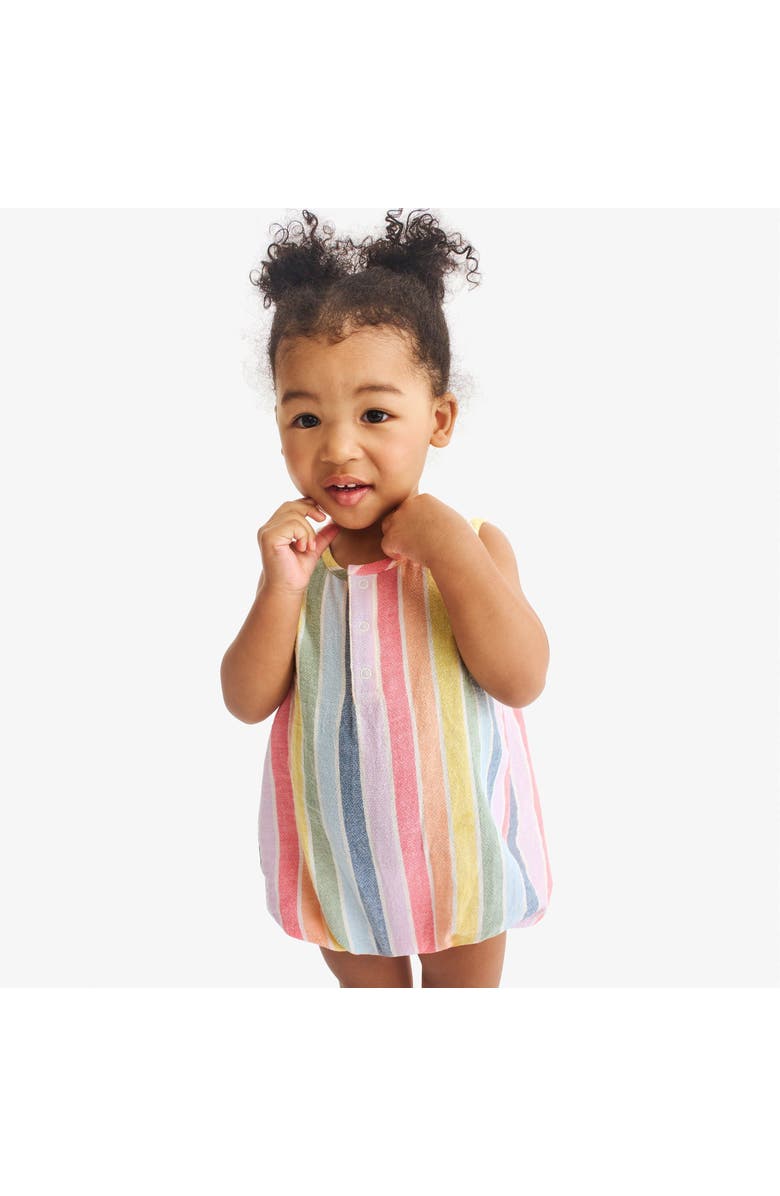 Primary Baby Henley Bubble In Rainbow Stripe, Alternate, color, Rainbow Sunrise Stripe