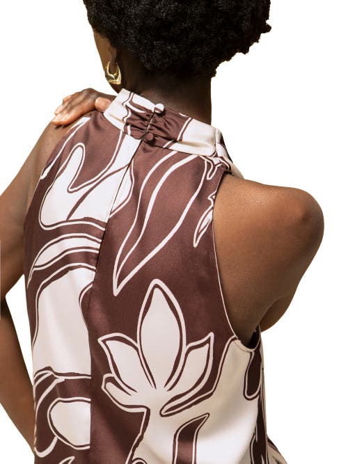 Ro&zo Swirl Print Drape Top In Brown