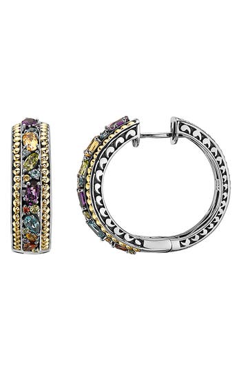 Effy Two-tone Semiprecious Stone Hoop Earrings In Multi