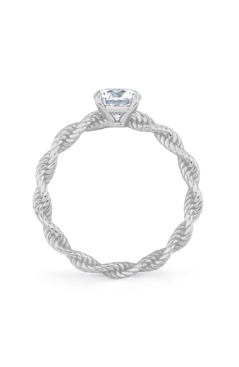 Crislu Brilliant Cut Cubic Zirconia Twisted Band Solitaire Ring, Alternate, color, Pure Platinum / Clear Stone