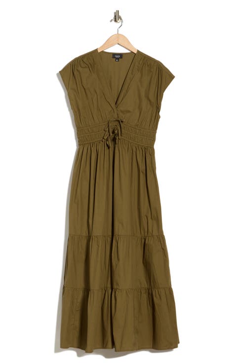 V-Neck Cotton Midi Dress