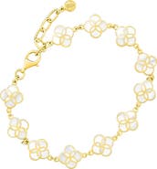 Jan Leslie Sterling With 18K Gold Overlay And Gemstones All Over Petal Bracelet