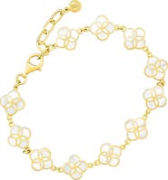 Jan Leslie Sterling With 18K Gold Overlay And Gemstones All Over Petal Bracelet