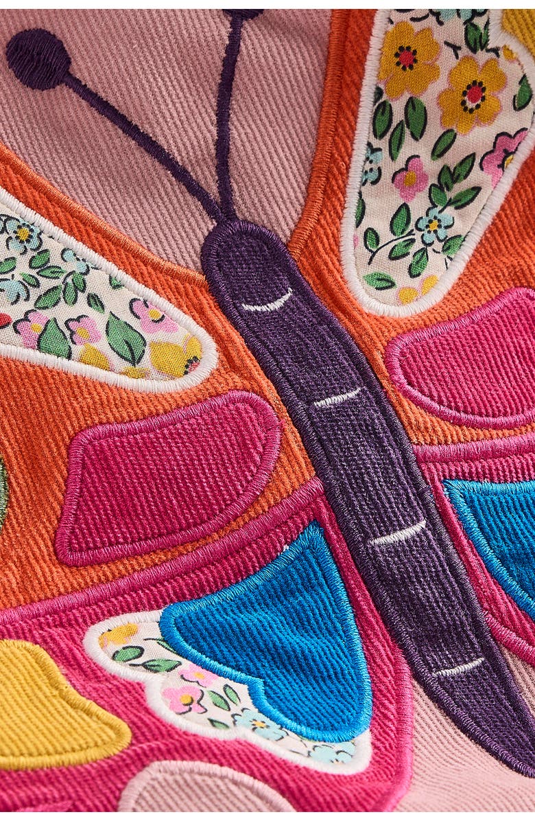 Mini Boden Kids' Butterfly Appliqué Corduroy Pinafore Dress, Alternate, color, Formica Pink Butterfly