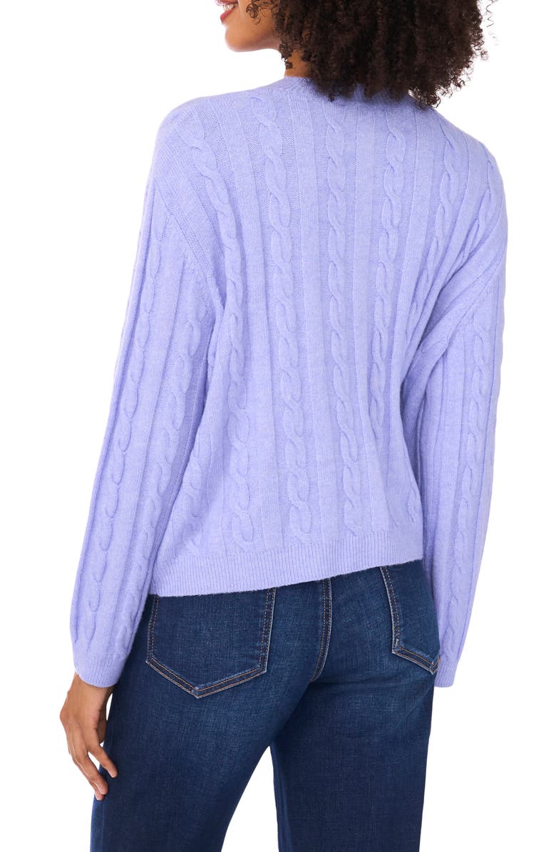 CeCe Jewel Button Cable Knit Crop Cardigan, Alternate, color, Easter Egg